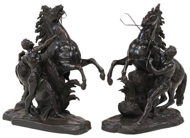 (2) BRONZE MARLY HORSES AFTER
