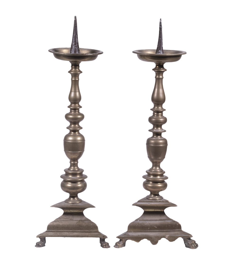 (2) BRONZE PRICKET CANDLESTICKS
