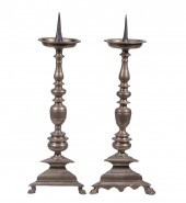 (2) BRONZE PRICKET CANDLESTICK