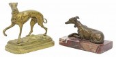 (2) BRONZE SCULPTURES GREYHOUN