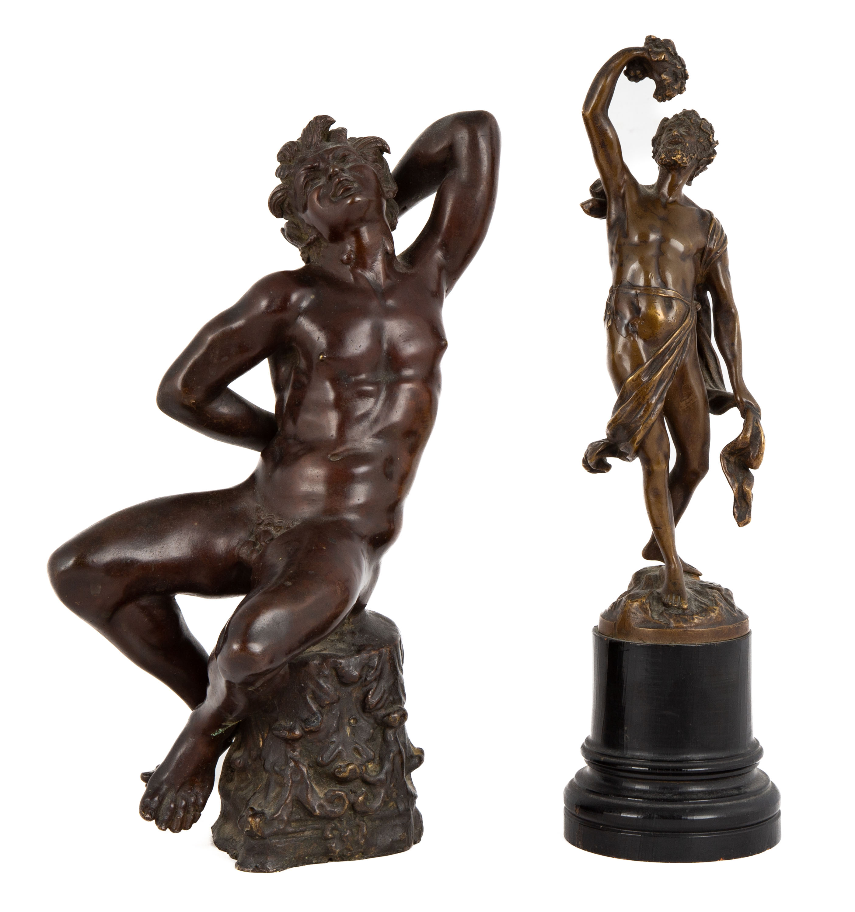 (2) BRONZE SCULPTURES OF BACCHUS