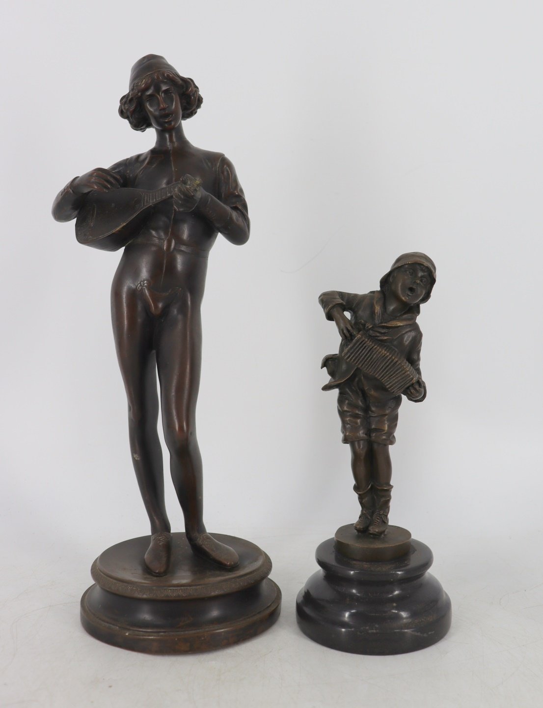 (2) BRONZE SCULPTURES OF MUSICIANS.