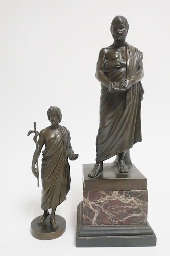 2 BRONZE STANDING FIGURES, 19TH