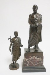 2 BRONZE STANDING FIGURES, 19T