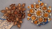 2 Brooches, (1) Champagne and