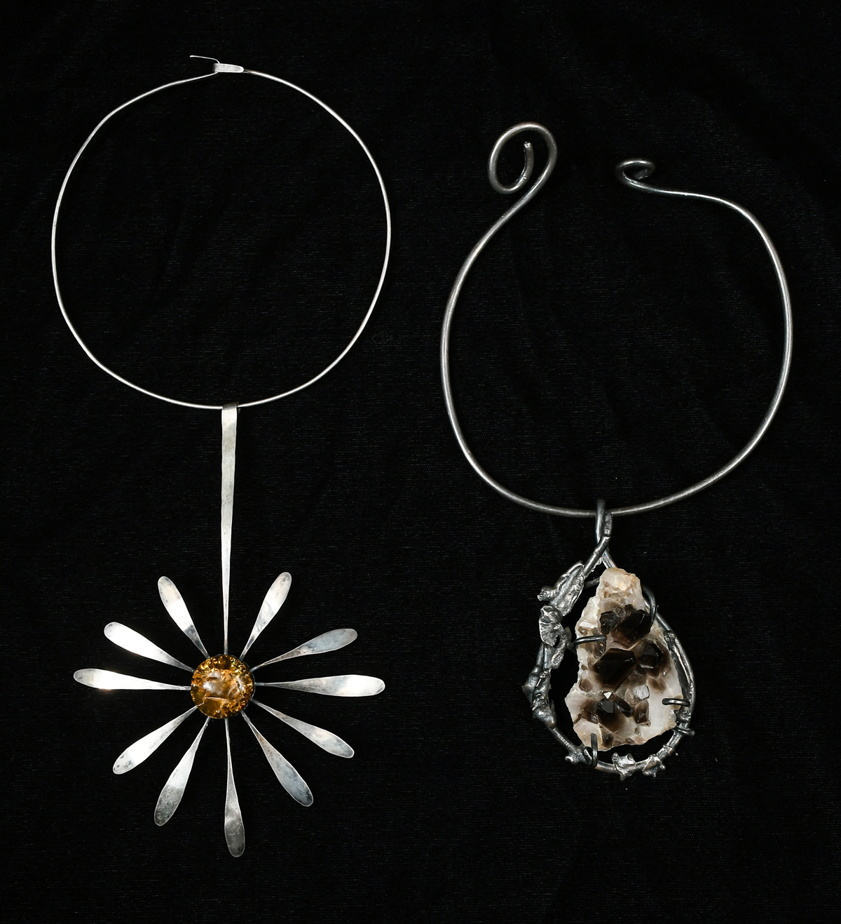 2 BRUTALIST STERLING NECKLACES TO