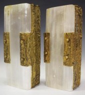 (2) BRUTALIST STYLE BRONZE & Q