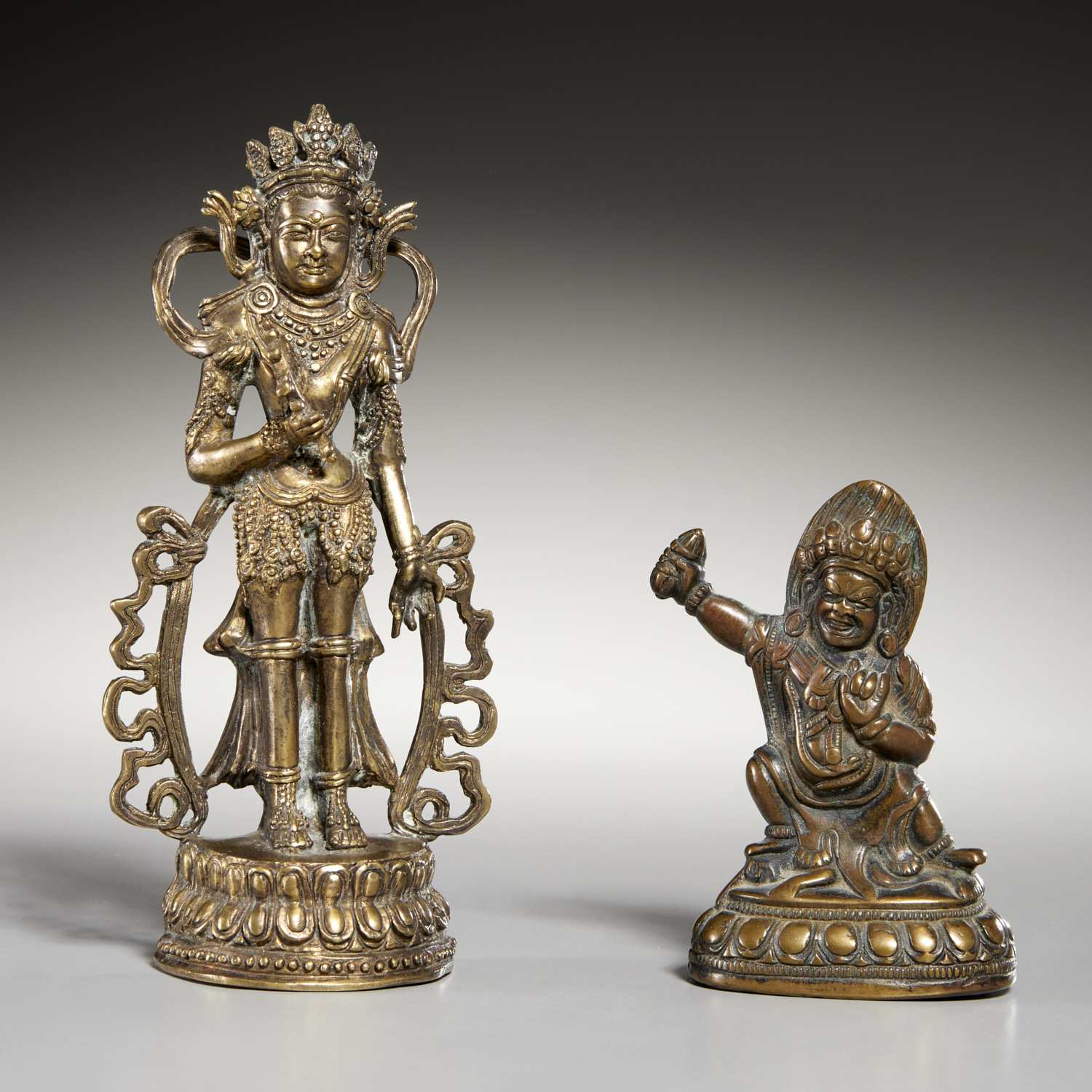 (2) BUDDHIST BRONZE AND COPPER