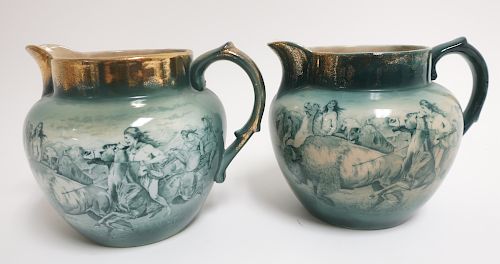 2 BUFFALO POTTERY PITCHERS,