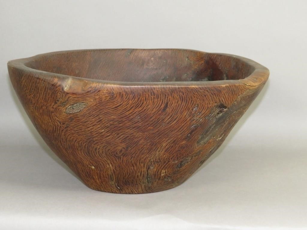 2 BURL WOOD KITCHEN BOWLSca.