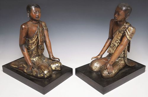 (2) BURMESE CARVED &AMP;