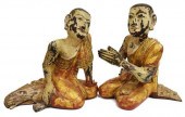 (2) BURMESE PARCEL GILT CARVED