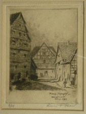 (2) b&w etchings, Erwin F. Fab