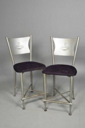 (2) CAF? STOOLS - PAINTED ALUM