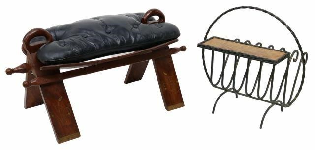(2) CAMEL SADDLE STOOL & IRON