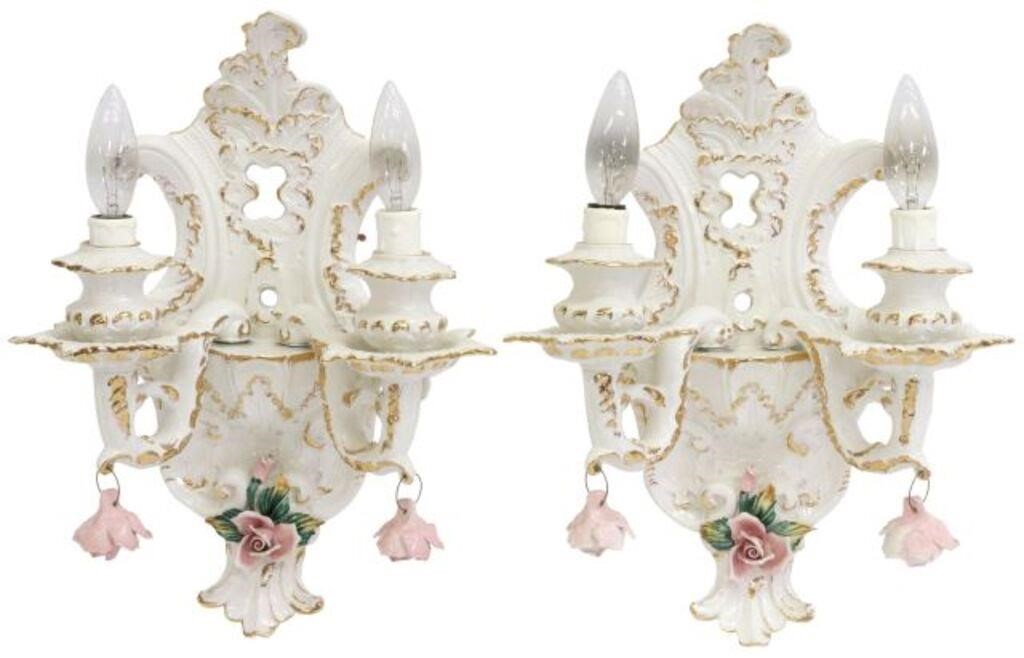 (2) CAPODIMONTE STYLE PORCELAIN