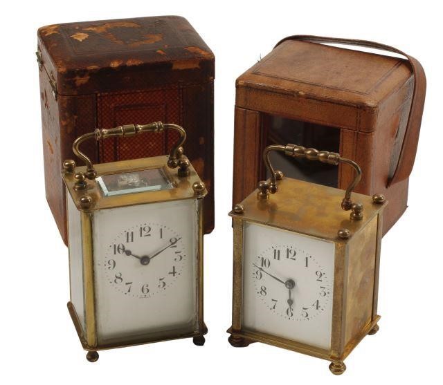 (2) CARRIAGE CLOCKS IN LEATHER