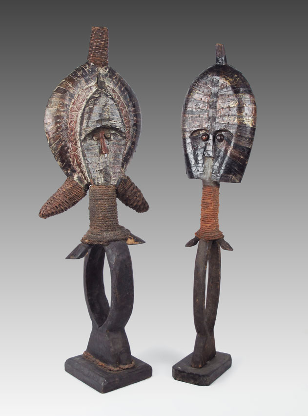 2 CARVED AFRICAN MAHONGWE RELIQUARY