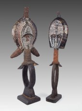 2 CARVED AFRICAN MAHONGWE RELI