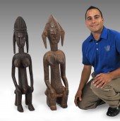 2 CARVED AFRICAN MODERN YORBA