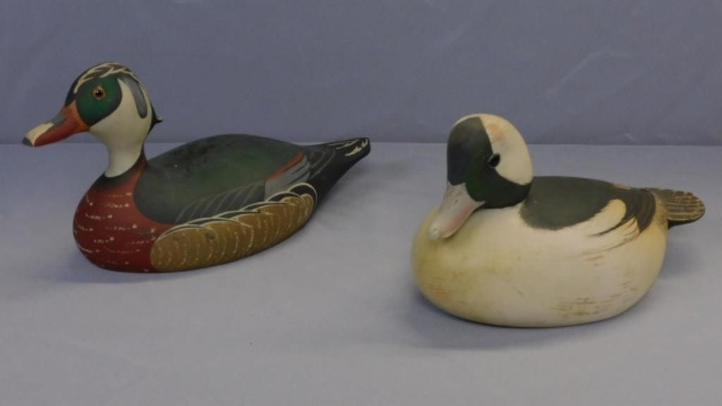 (2) CARVED AND PAINTED WOODEN