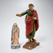 (2) CARVED AND POLYCHROMED WOO