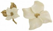 (2) CARVED BONE & GOLD NUGGET