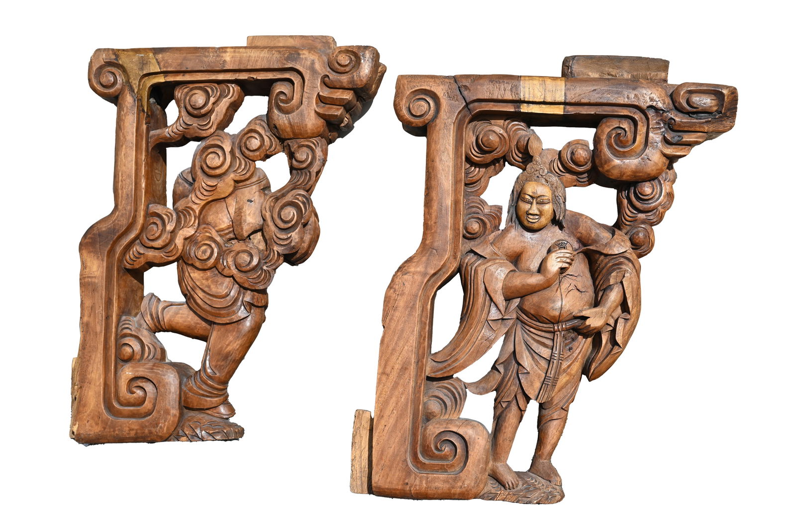 (2) CARVED CHINESE ARCHITECTURAL