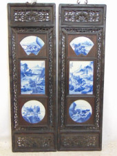 2 CARVED CHINESE PANELS WITH P