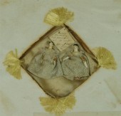 2 carved cork miniature dolls,