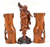 2 CARVED HUANGYANG WOOD INCENS