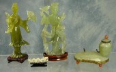 2 carved jade courtesan figure