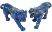 (2) CARVED LAPIS LAZULI ROARIN