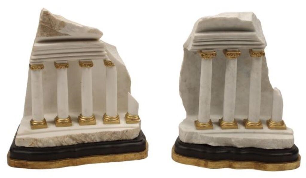 2) CARVED MARBLE SCULPTURES OF