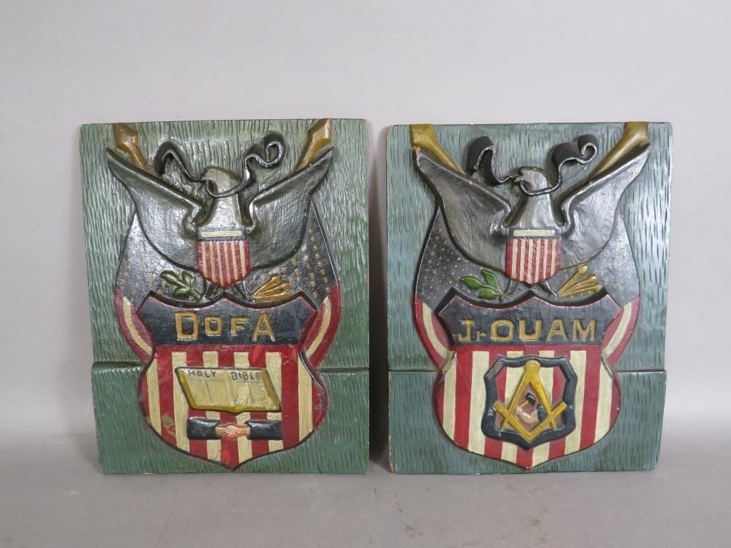 2 CARVED & POLYCHROME PAINTED