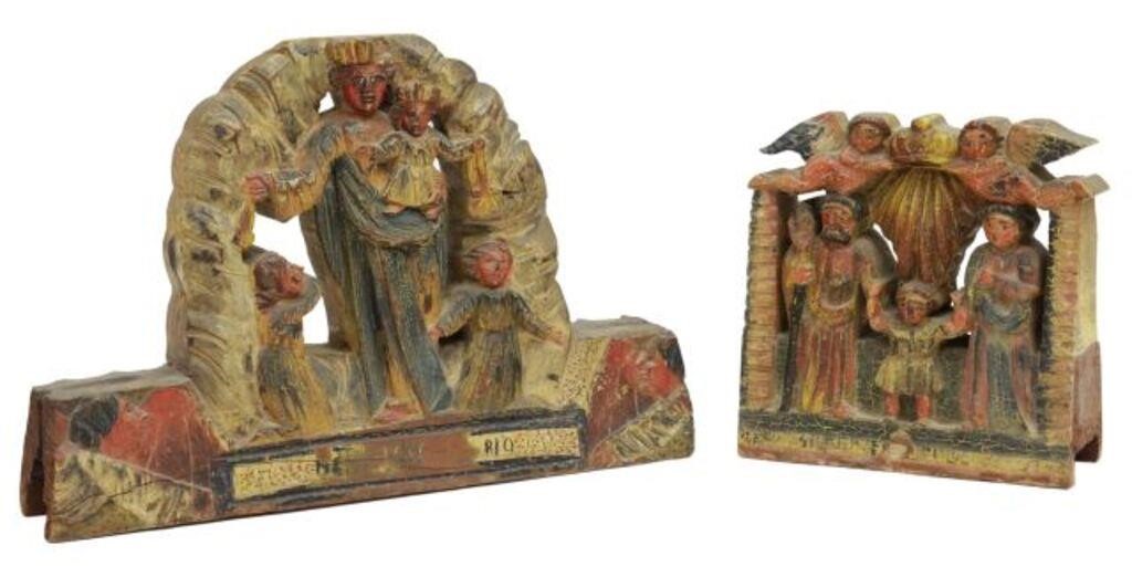 (2) CARVED & POLYCHROMED HOLY