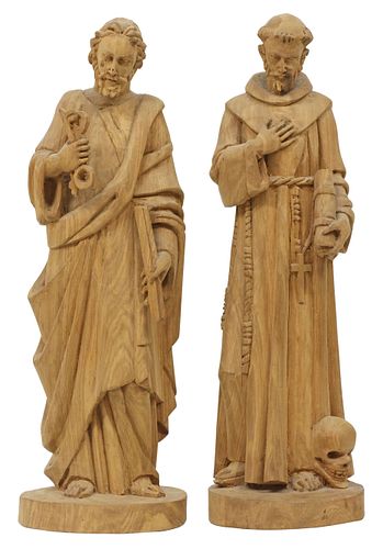 (2) CARVED SANTOS FIGURES OF ST.