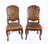 2 CARVED WALNUT SIDE CHAIRS: 2