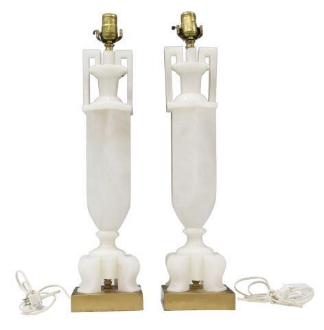 (2) CARVED WHITE MARBLE 1-LIGHT