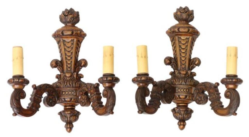 (2) CARVED WOOD FOLIATED