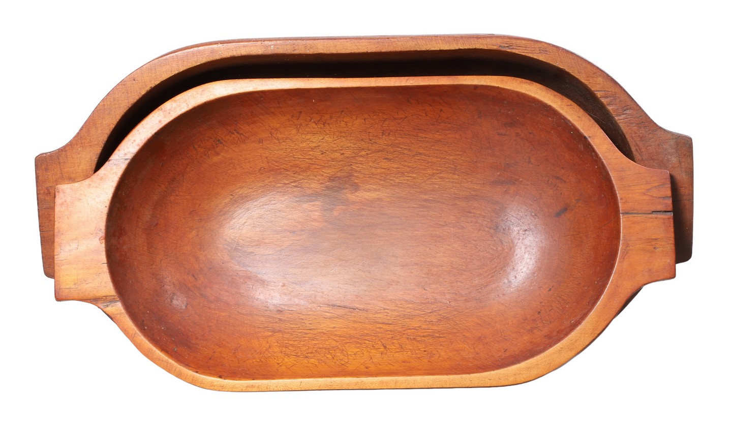 (2) Carved wood handled trencher