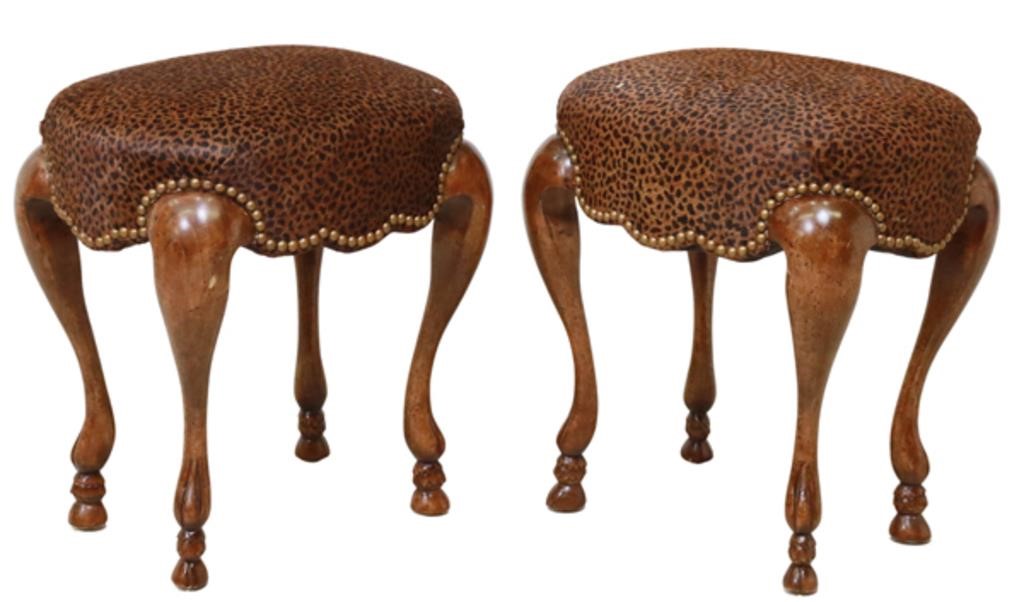 (2) CARVED WOOD LEOPARD PRINT
