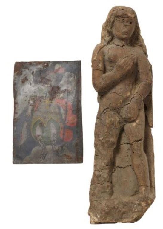 (2) CARVED WOOD RELIGIOUS FIGURE