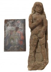 (2) CARVED WOOD RELIGIOUS FIGU