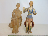 2 CARVED WOOD SANTOS FIGURES,