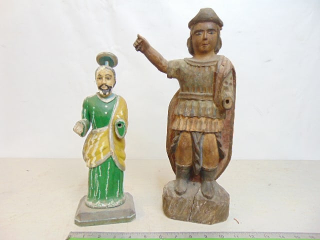 2 CARVED WOOD SANTOS FIGURES, SAINT