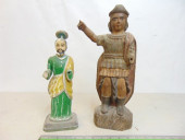 2 CARVED WOOD SANTOS FIGURES,