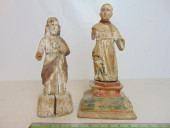 2 CARVED WOOD SANTOS FIGURES,