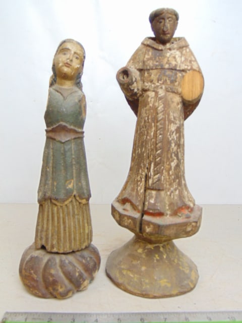 2 CARVED WOOD SANTOS FIGURES, SAINT