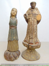 2 CARVED WOOD SANTOS FIGURES,